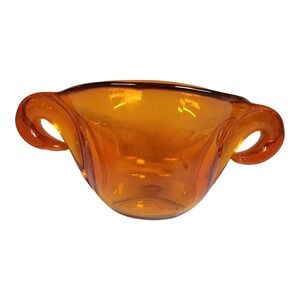 Vintage Tiffin Flower Arranger Empress Vase Bowl Rams Head‎ Orange 9" CHIPPED